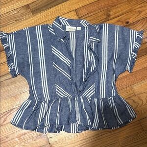 Anthropologie Blue and White Striped Top